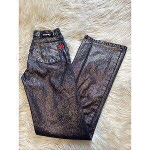 Parasuco Metallic Bronze Flared Jeans Denim Pants Bottoms Retro Y2K WMN 25x30